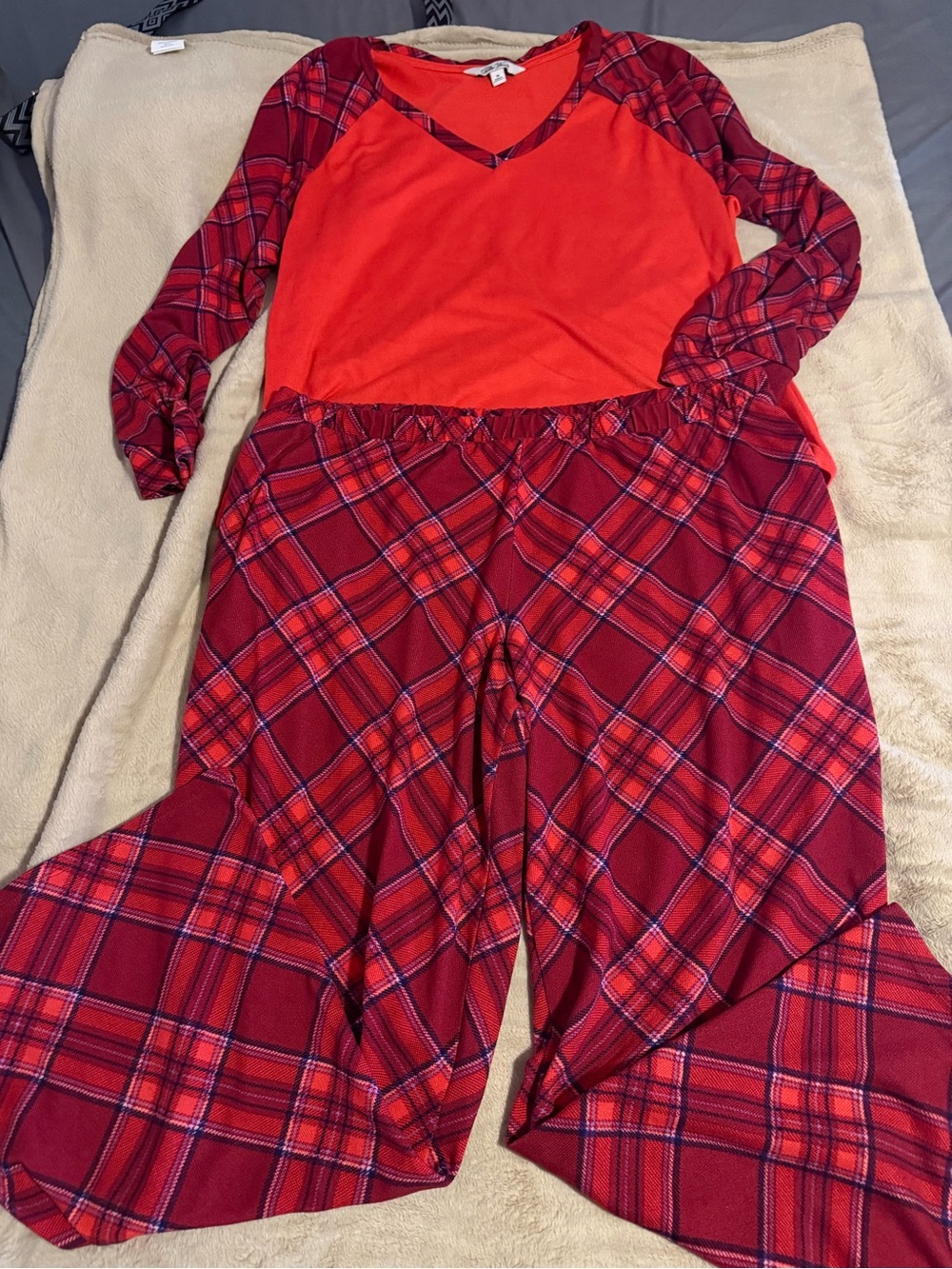 Pioneer Woman Red Plaid Pajama Set size XL Flannel Sleep Set